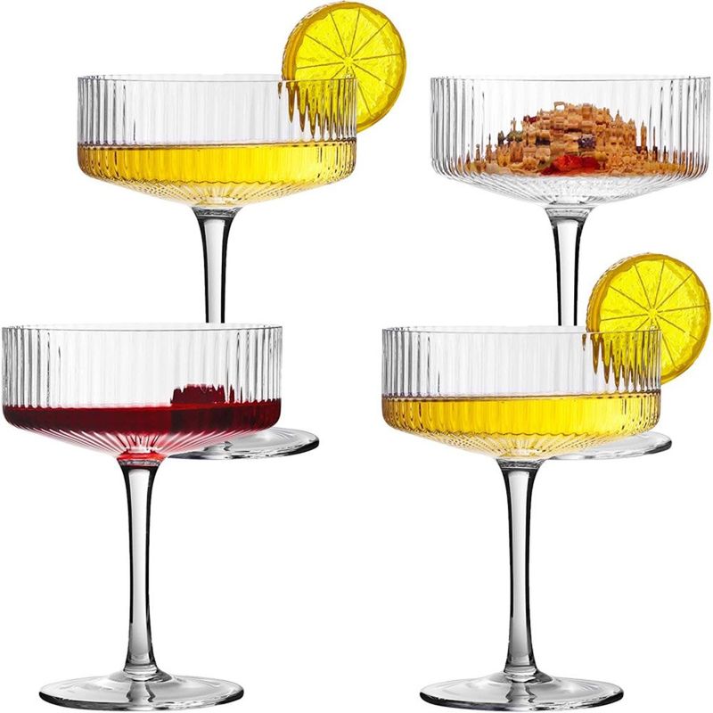 jogo de 4 taças de martini vifvor coupe caneladas 300ml a-bi