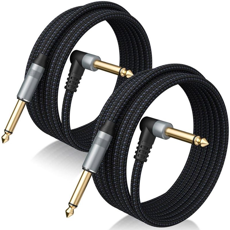 kit com 2 cabos para guitarra birvemce de 3 metros e conector de 6,35mm a-bi