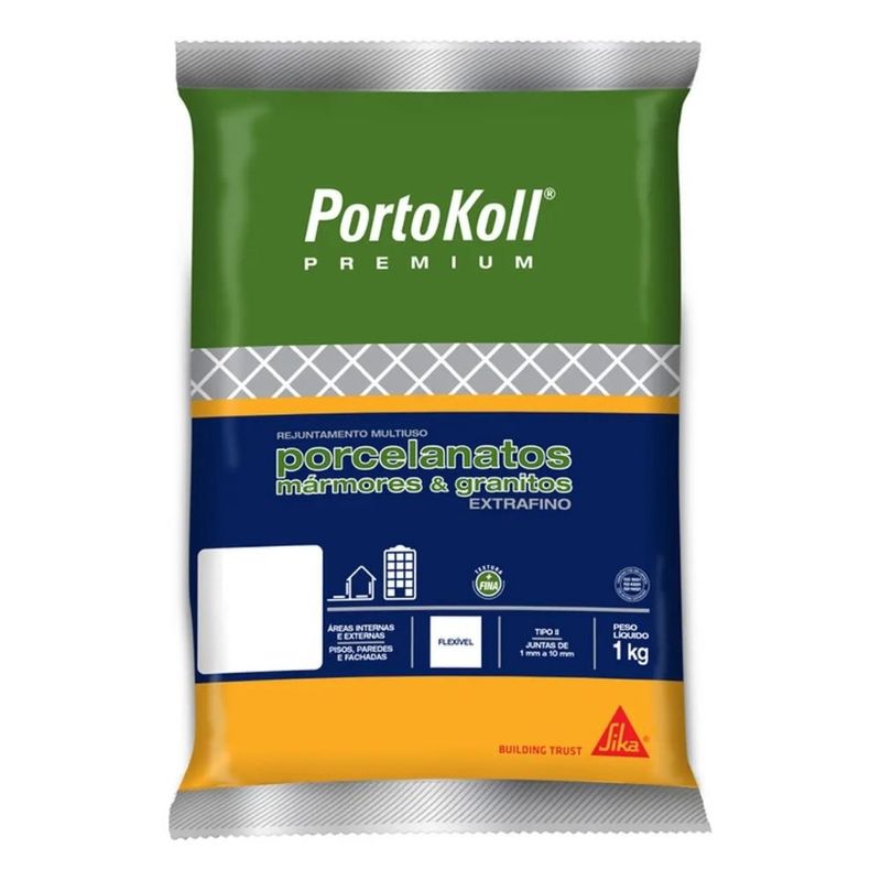 rejunte flexível multiuso portokoll extrafino 1kg branco brilhante (mp)