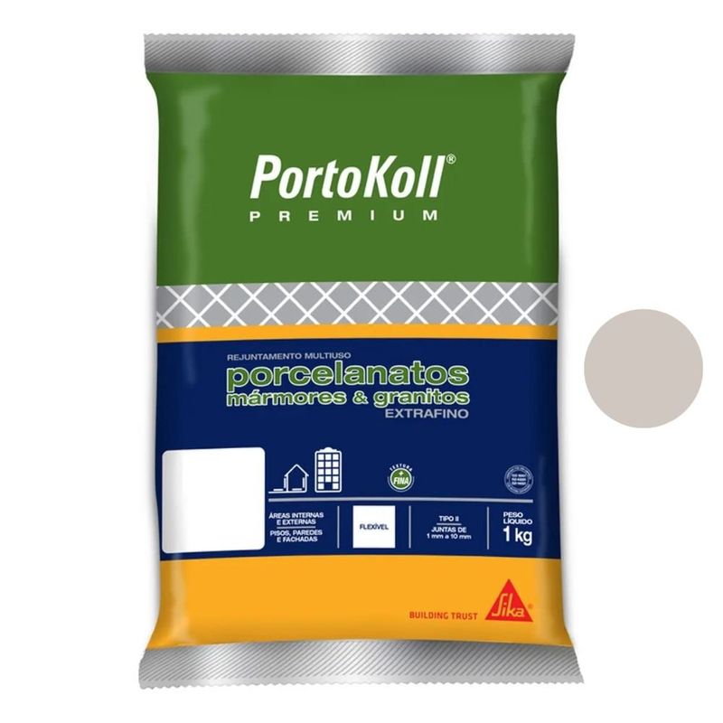 rejunte flexível multiuso portokoll extrafino 1kg cinza platina (mp)