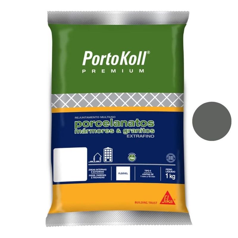 rejunte flexível multiuso portokoll extrafino 1kg preto (mp)