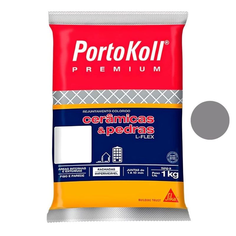 rejunte flexível cerâmica e pedras portokoll 1kg grafite (mp)