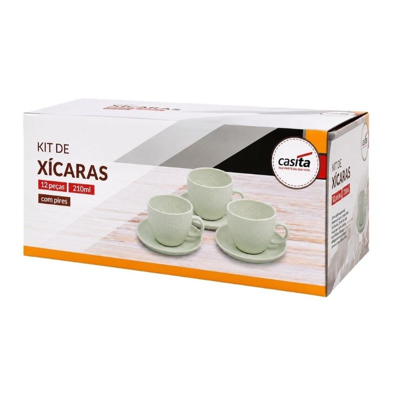 jogo de xícaras casita 6 xícaras com pires cerâmica 210ml 2515 (mp)