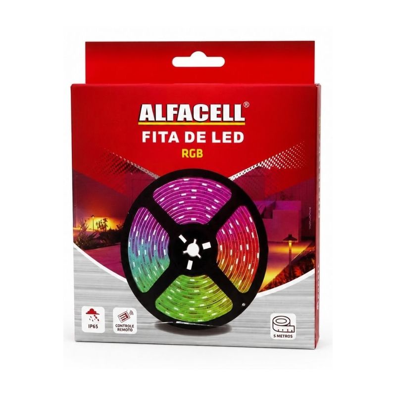 fita led alfacell rgb 5 metros com controle remoto 1213 (mp)