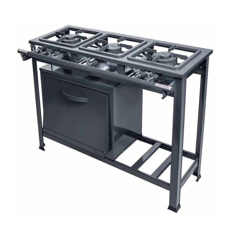 fogão 3 bocas industrial tron com forno 091 (mp)