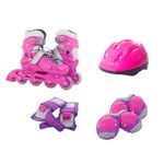 conjunto patins rollers belfix grande rosa 365310