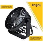 mini ventilador bright usb 13,3cm preto vn001