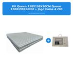 kit colchão queen 158x198x30cm + jogo de cama queen baumon 4 peças 200 fios