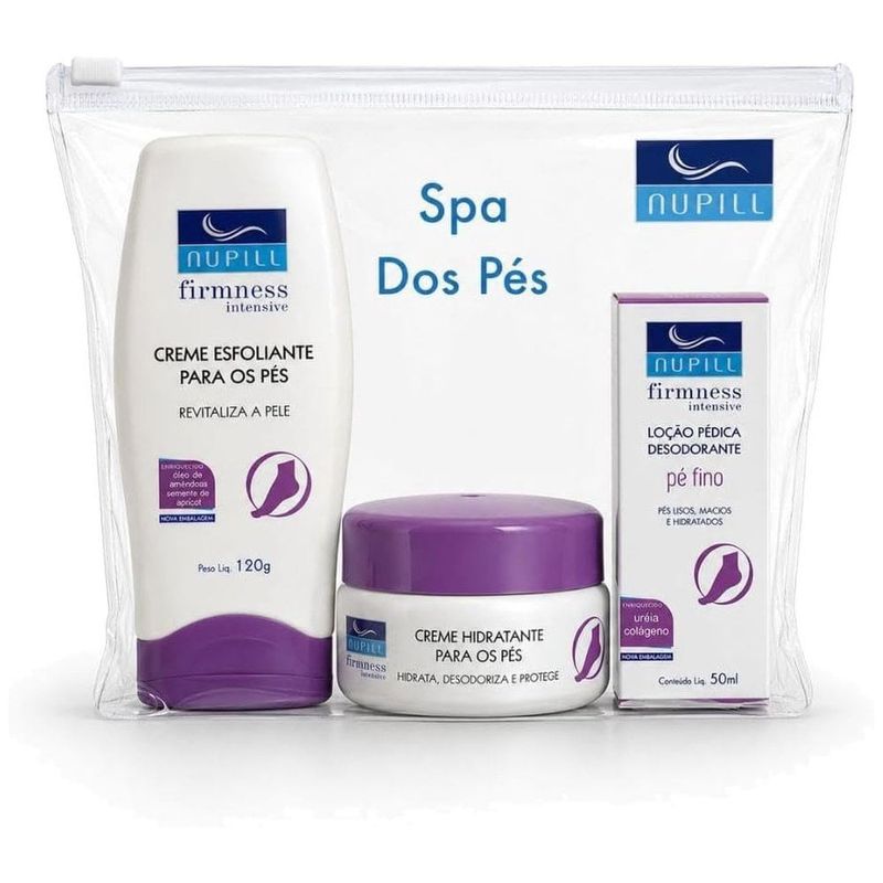 kit spa dos pés nupill firmness intensive creme esfoliante 120g creme hidratante 120g e loção pédica 50ml
