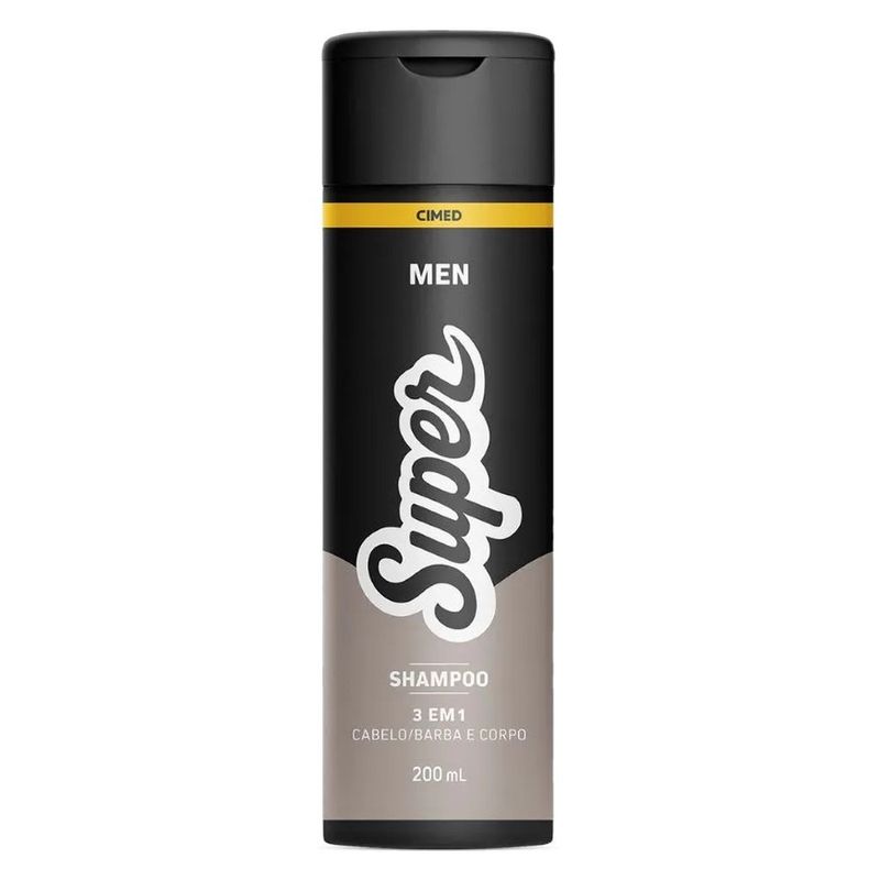 shampoo men super 3 em 1 cabelo barba e corpo 200ml cimed