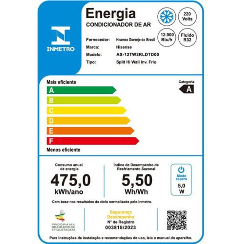 ar-condicionado split 12.000 btus hisense inverter wi-fi frio as-12tw2rld td00/as-12tw2rld00