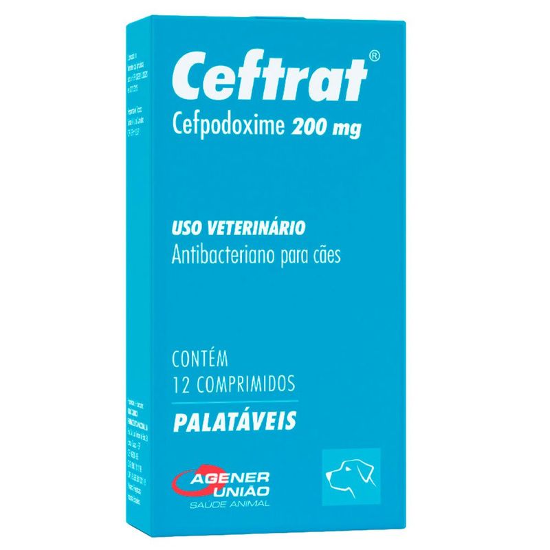 antibacteriano para cães ceftrat agener união 200mg com 12 comprimidos (mp)