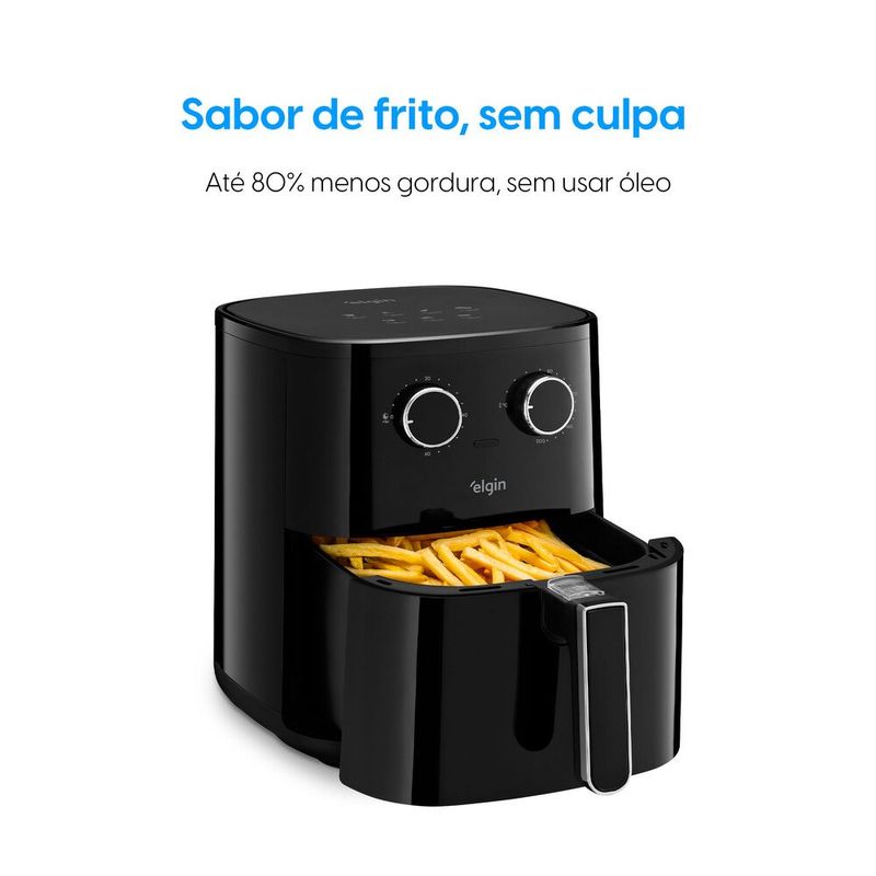 fritadeira air fryer elgin six fry cesto removível 6,5l 1500 watts preto (mp)