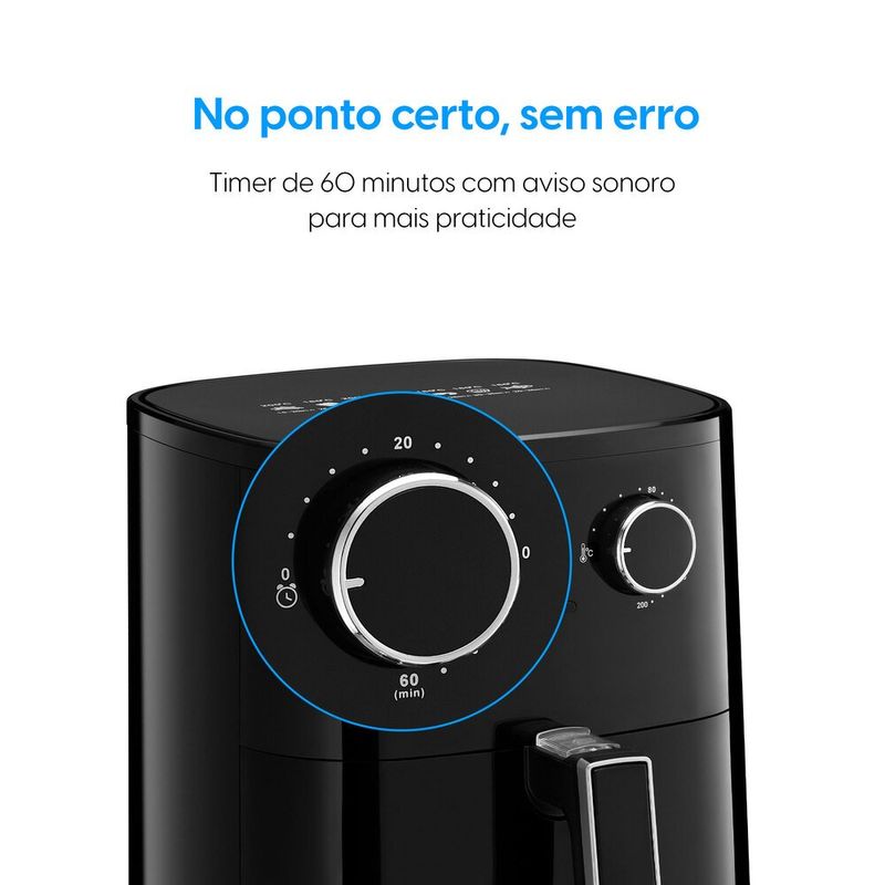 fritadeira air fryer elgin six fry cesto removível 6,5l 1500 watts preto (mp)
