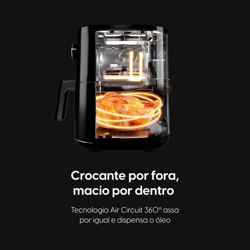 fritadeira air fryer elgin six fry cesto removível 6,5l 1500 watts preto (mp)