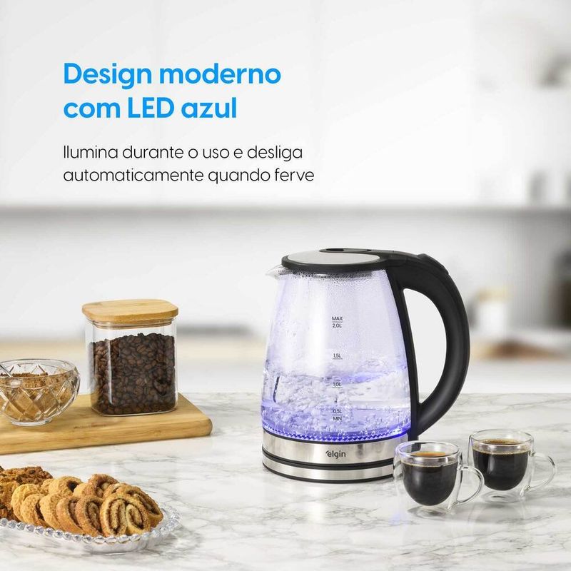 chaleira elétrica elgin visio glass pro 2l 1200 watts (mp)