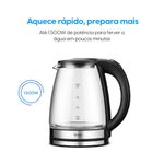 chaleira elétrica elgin visio glass pro 2l 1200 watts (mp)