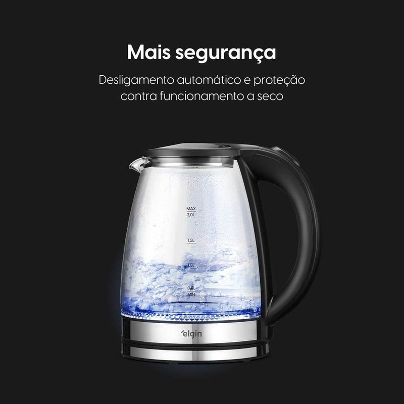 chaleira elétrica elgin visio glass pro 2l 1200 watts (mp)
