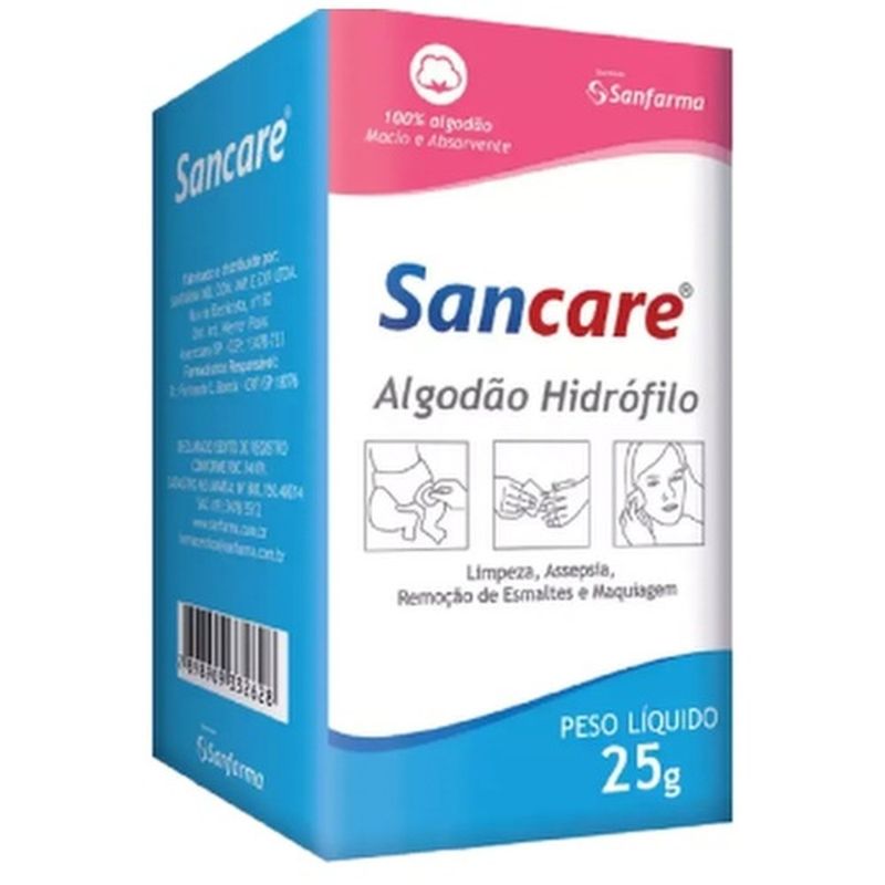 algodão sanfarma sancare hidrófilo 25g (mp)