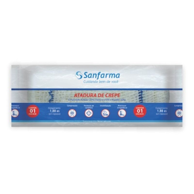 atadura crepe sanfarma 10cm x 1,8m com 12 unidades (mp)