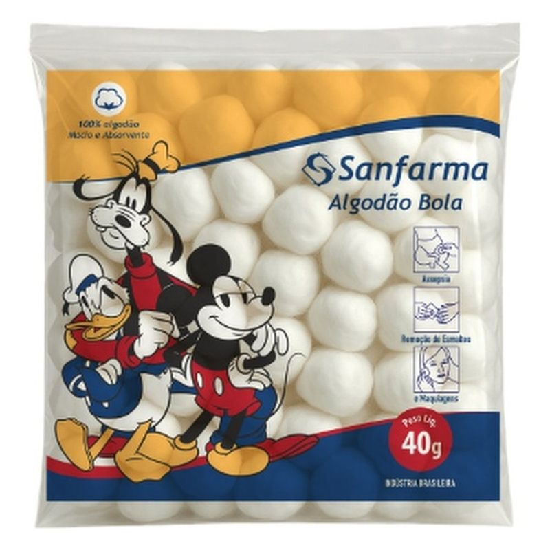 algodão sanfarma mickey bola 40g (mp)