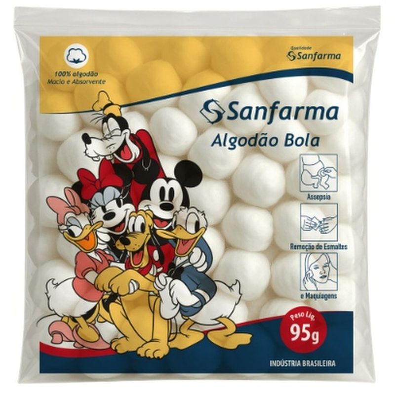 algodão sanfarma mickey bola 95g (mp)