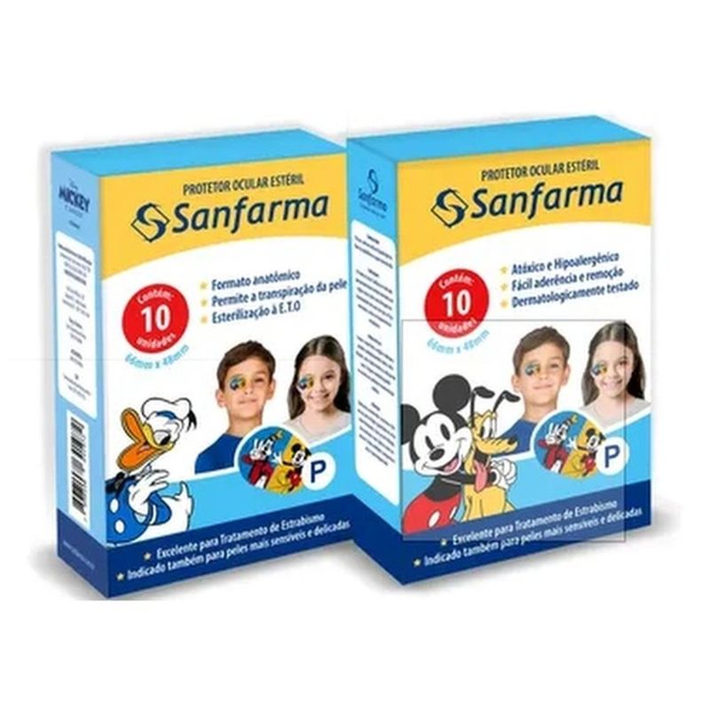 protetor ocular sanfarma mickey e amigos com 10 unidades (mp)