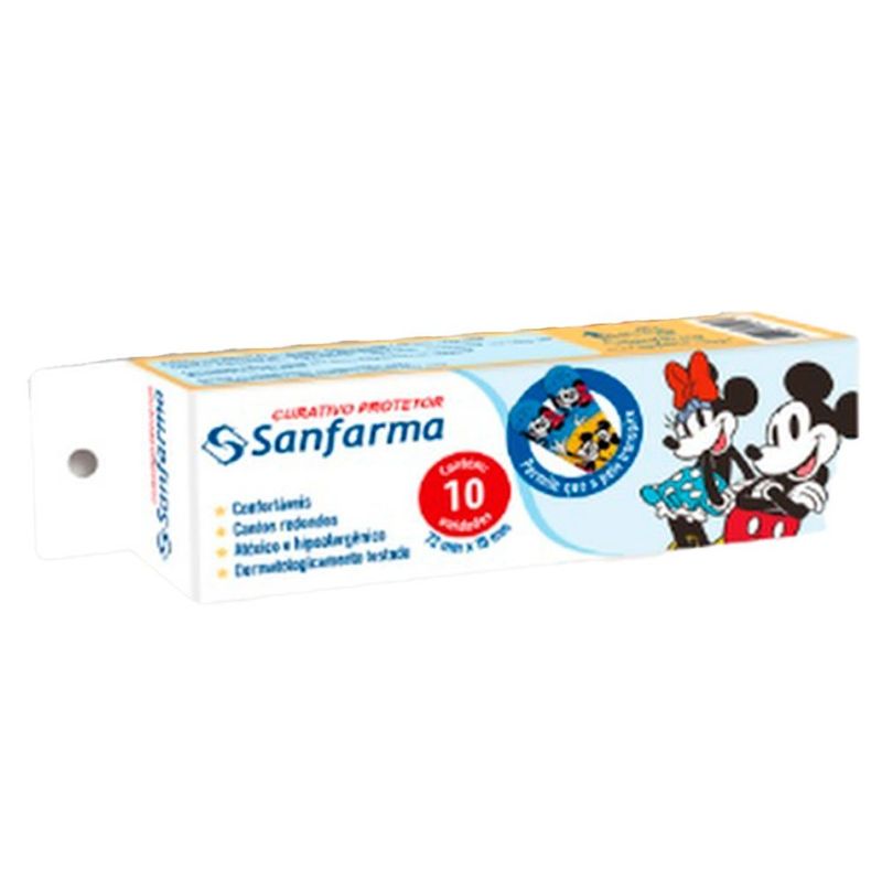 curativo sanfarma mickey e minnie com 10 unidades (mp)