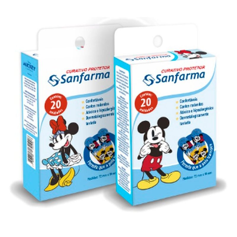 curativo sanfarma mickey e minnie com 20 unidades (mp)