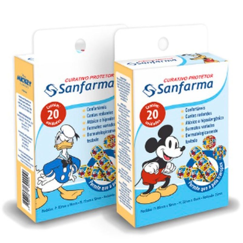 curativo sanfarma mickey e amigos com 20 unidades (mp)