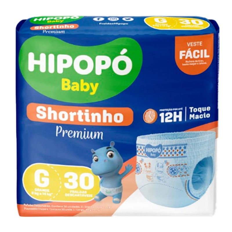fralda calça ccm hipopo jumbo g 30 unidades (mp)