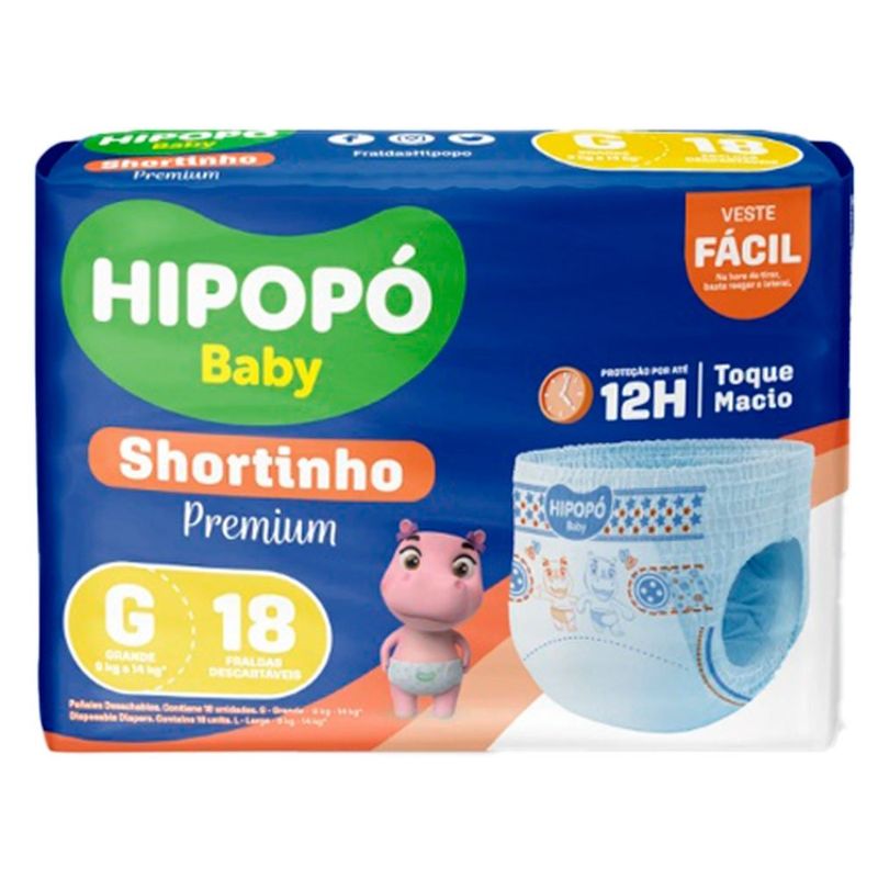 fralda calça ccm hipopo jumbinho g 18 unidades (mp)