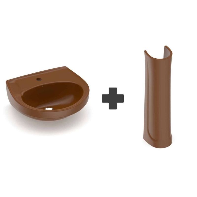 kit lavatório com coluna de chão logasa parati ocre 470x425mm (mp)