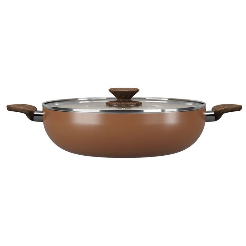 frigideira com tampa wok brinox 3,5 litros 28cm marrom