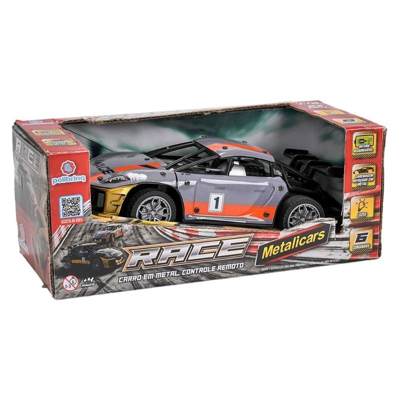 carrinho de controle remoto polibrinq metalicars race metal car204