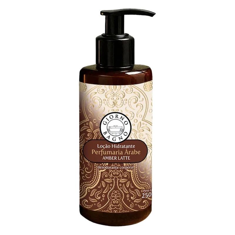 loção hidratante giorno bagno perfumaria árabe amber latte 250ml