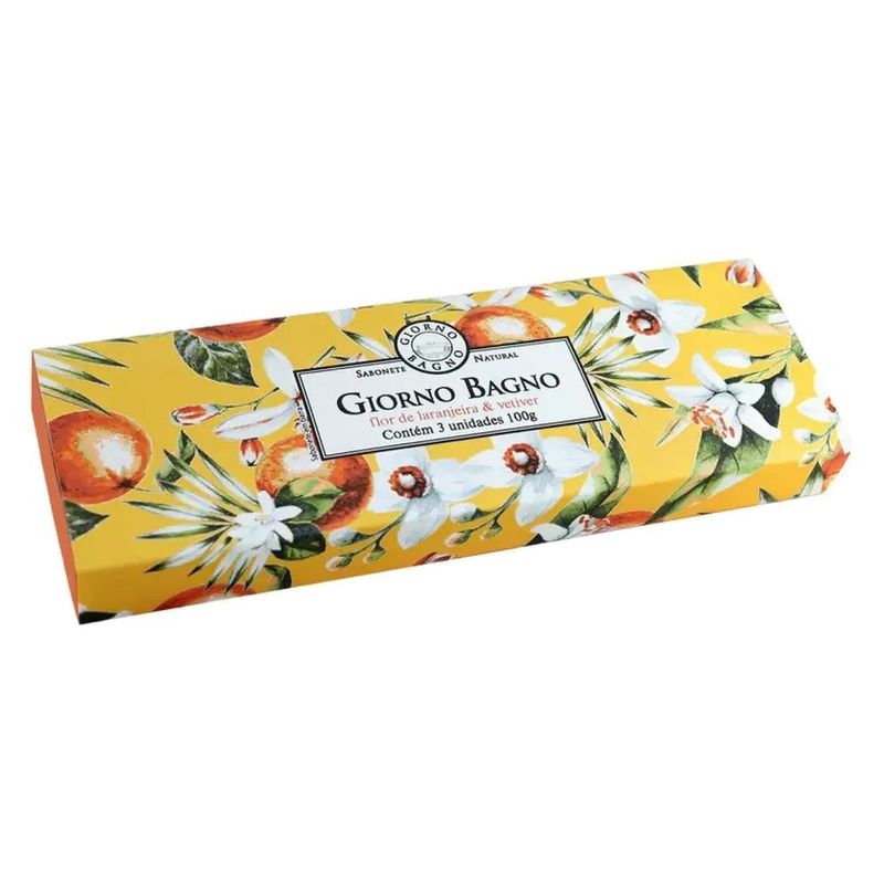 sabonetes em barra giorno bagno flor de laranjeira e vetiver 3 unidades 100g cada