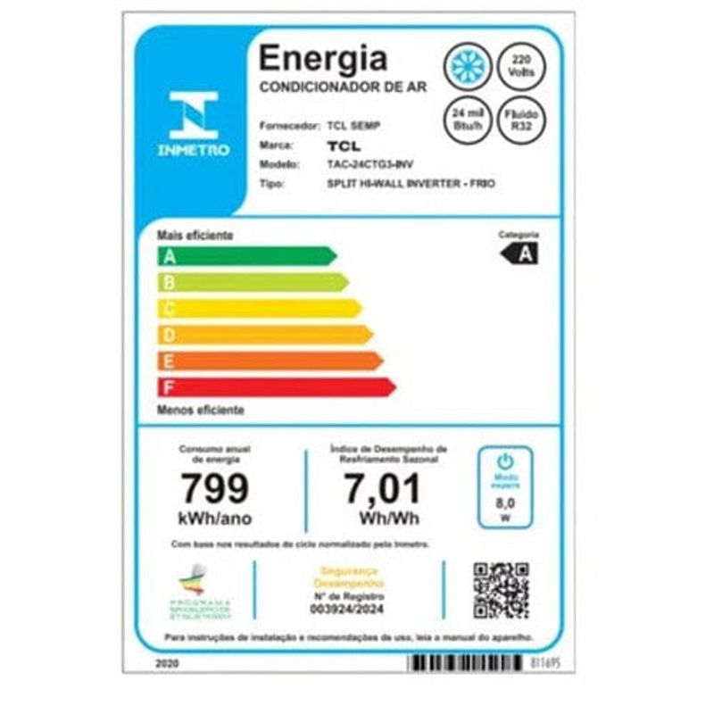 ar-condicionado split hw inverter 24.000 btus frio tcl breezein ai tac-24ctg3-inv-i/tac-24ctg3-inv-o com função brisa wi fi