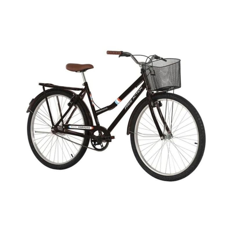 bicicleta free action paradise aro 26 preto brilhante (mp)