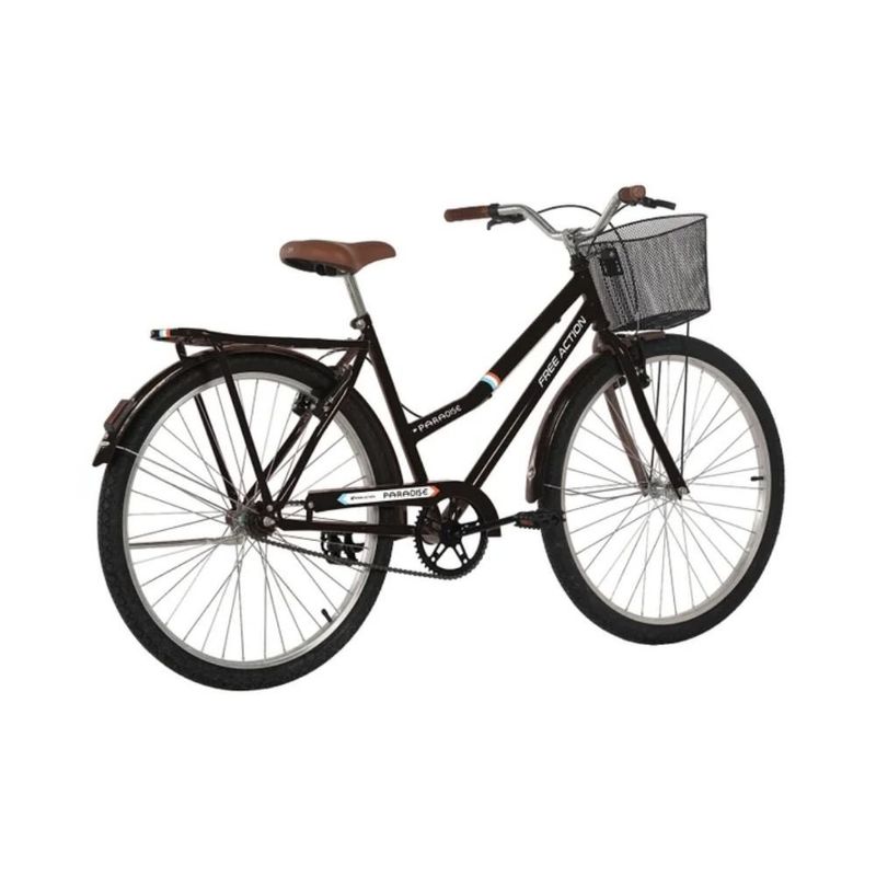bicicleta free action paradise aro 26 preto brilhante (mp)