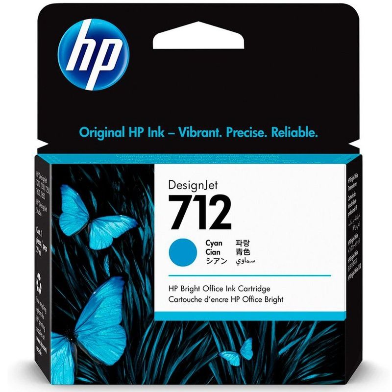 cartucho de tinta hp 712 ciano para plotter t250 29ml 3ed67a (mp)