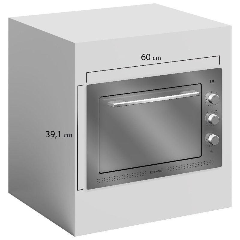 forno elétrico de embutir mueller 50 litros espelhado mfe50k 127v