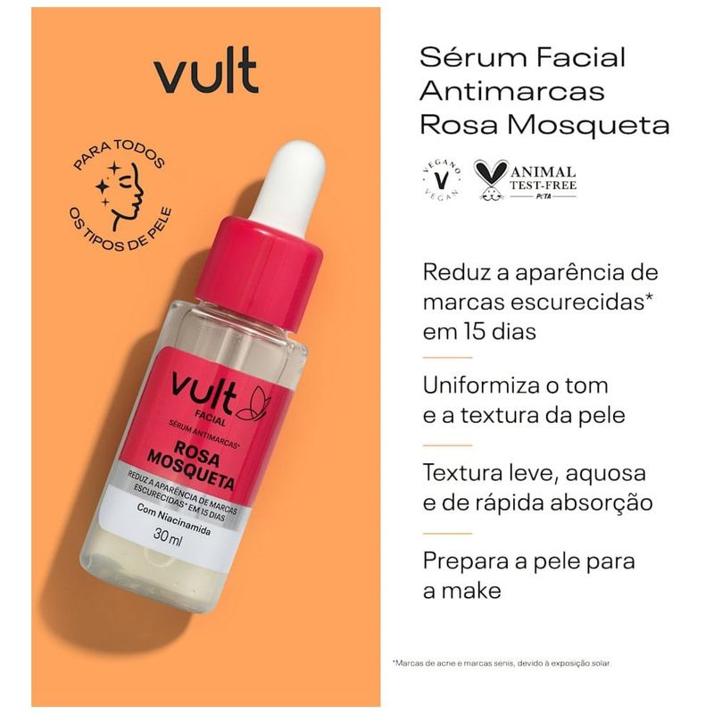sérum facial vult rosa mosqueta antimarcas 30ml