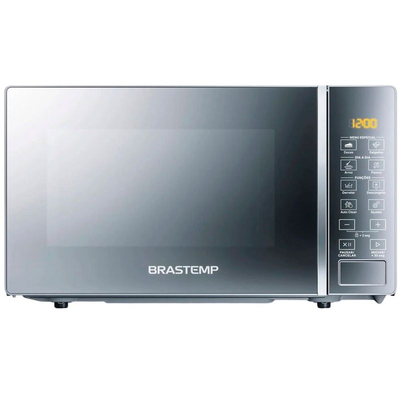 micro-ondas brastemp 20 litros com funções pré-preparo inox espelhado bms20arana