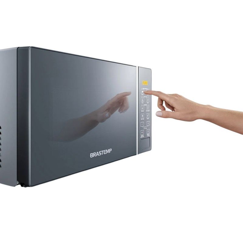 micro-ondas brastemp 20 litros com funções pré-preparo inox espelhado bms20arana