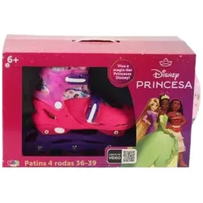 kit patins bbr 4 rodas com kit proteção tam 36 a 39 princesas di0006