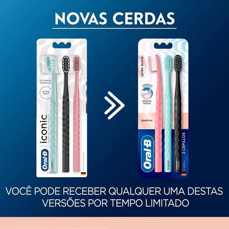 escova de dentes oral-b iconic ultra macia 3 unidades