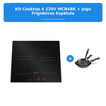 kit cooktop 4 bocas mueller de indução 220v + jogo de frigideiras mta