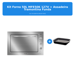 kit forno elétrico de embutir mueller 50 litros 127v + assadeira tramontina funda