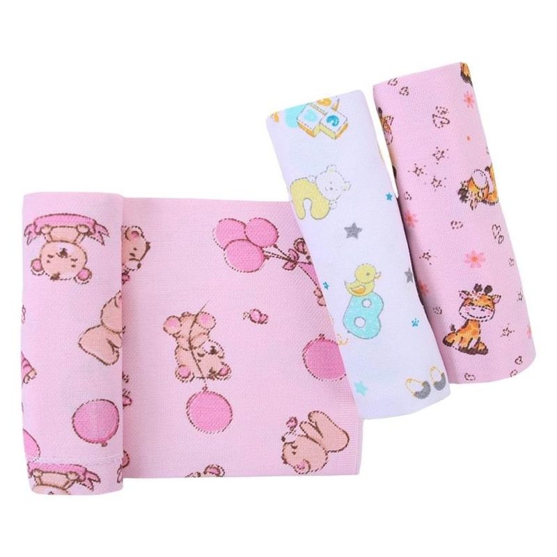 kit cueiro bercinho 3 peças rosa 80x60cm (mp)